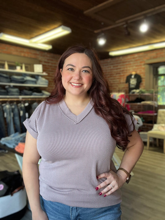 Dusty Lavender Ribbed Tee