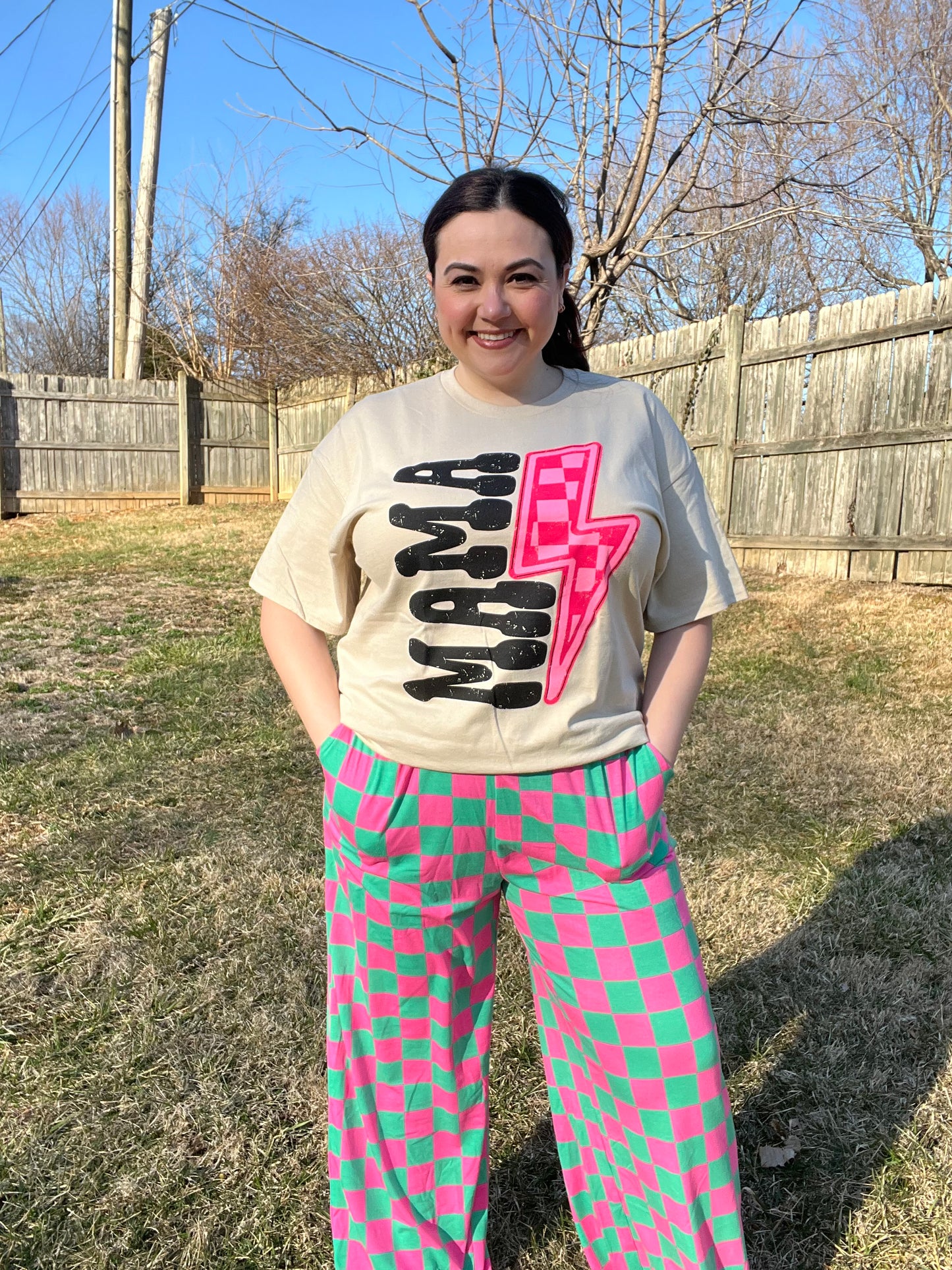 “Checkered Watermelon” Wide Leg Pants