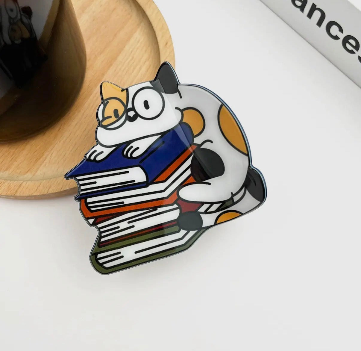 Cat on Books Hair Clips