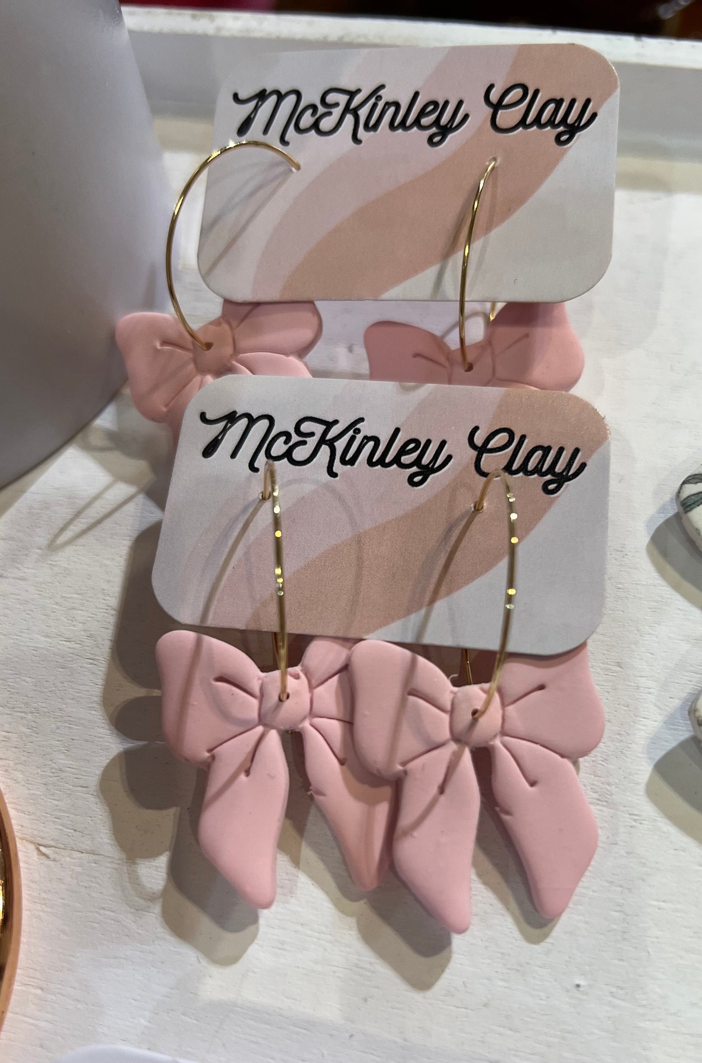 Pink Bow Hoop Earrings