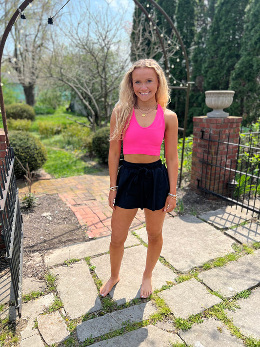 “Doubles” Black Tennis Skort