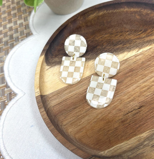 Stone Checkered Earrings