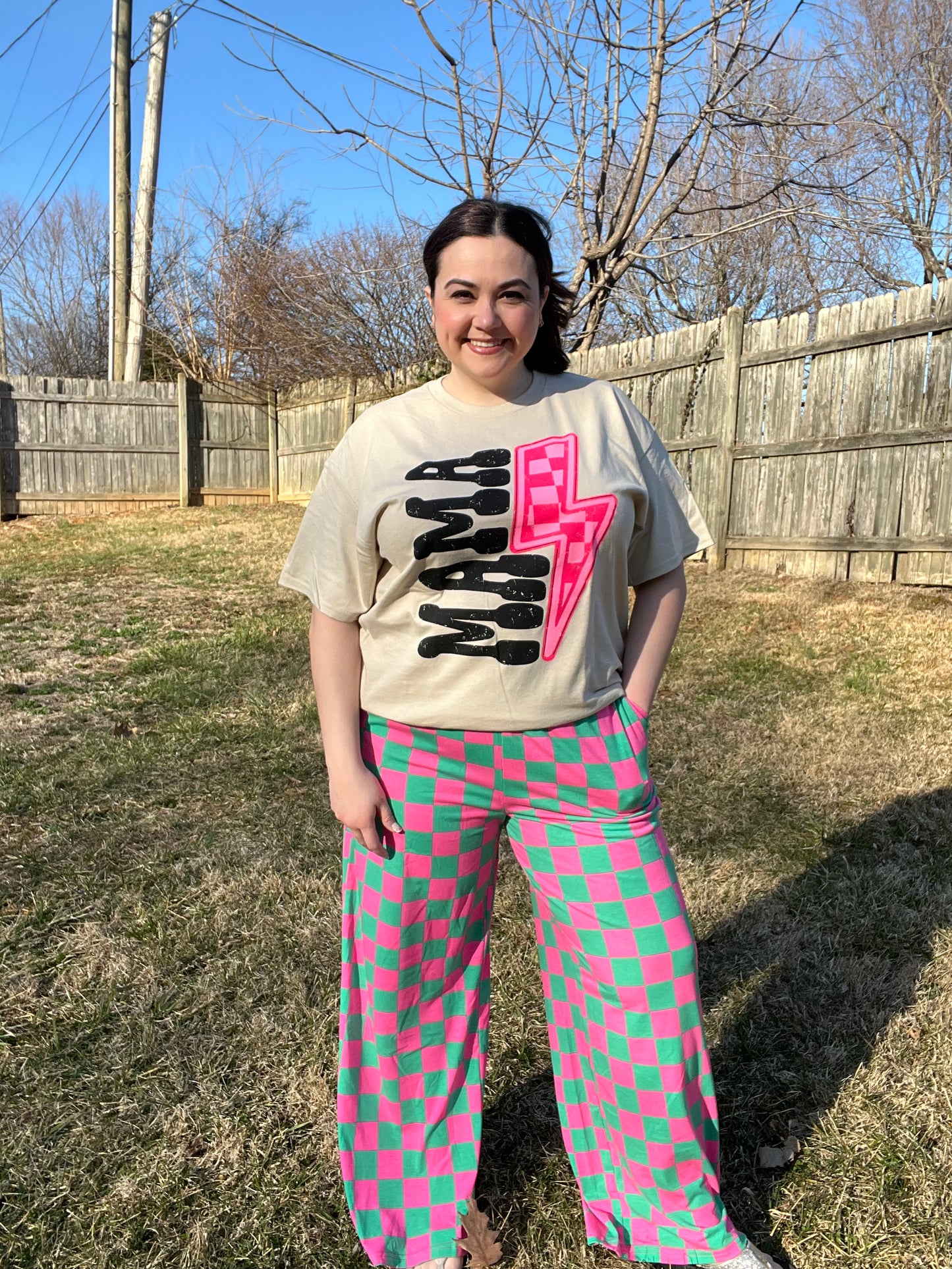 “Checkered Watermelon” Wide Leg Pants
