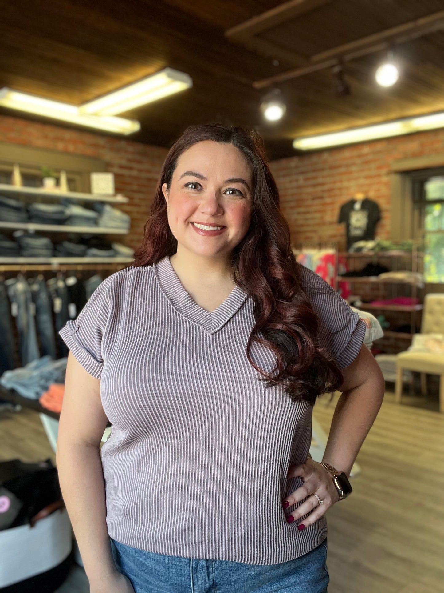 Dusty Lavender Ribbed Tee