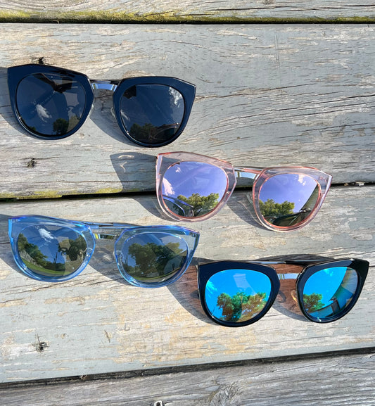 Retro Round Oversized Cat Eye Polarized Sunglasses