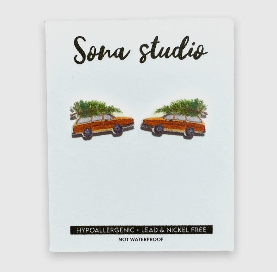Christmas Wagon Stud Earrings