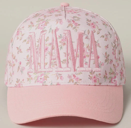 “Mama” Pink Floral Baseball Hat