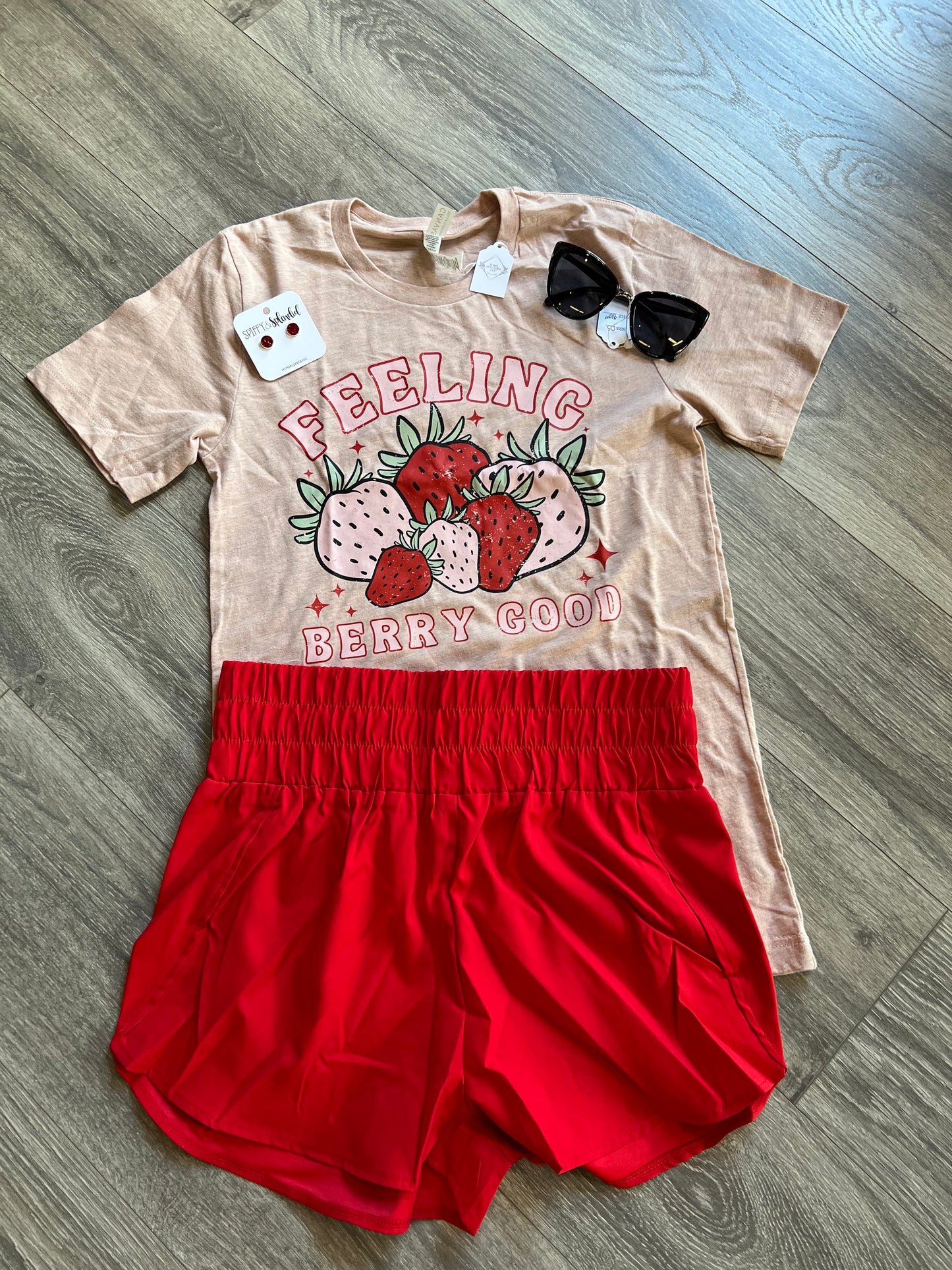 Red High Waisted Shorts