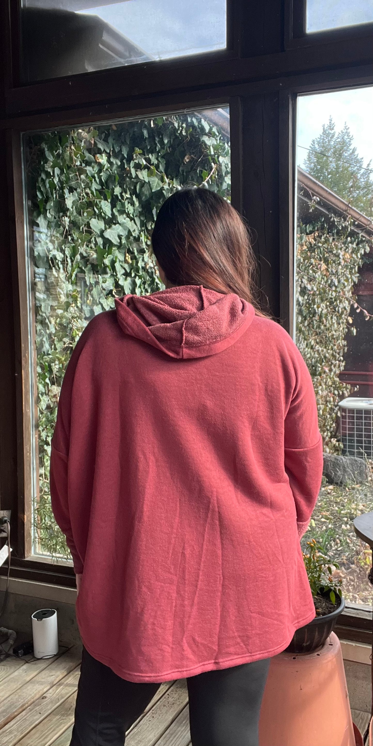 “Ruby Kangaroo” Hooded Blouse
