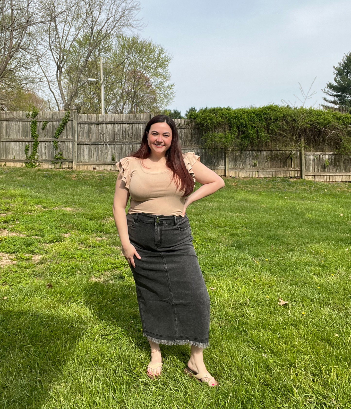 “Bethany” Black Denim Skirt