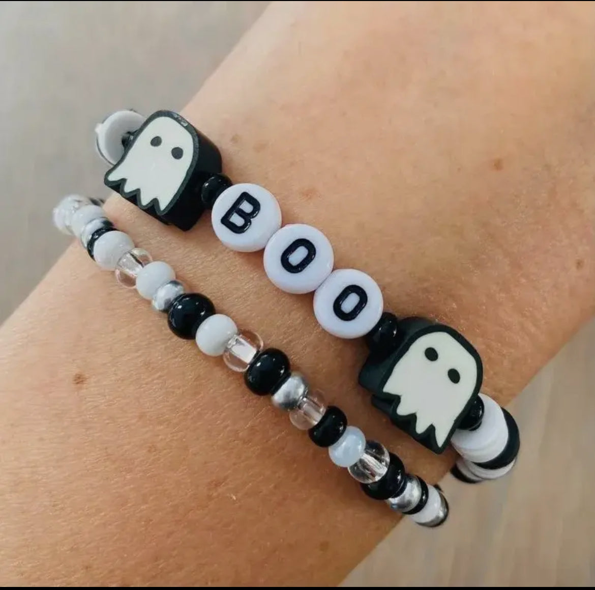 Boo Clay Bead Bracelet Stack