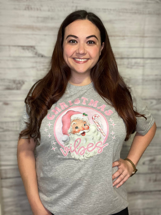 “Christmas Vibes” Vintage Santa Graphic Tee