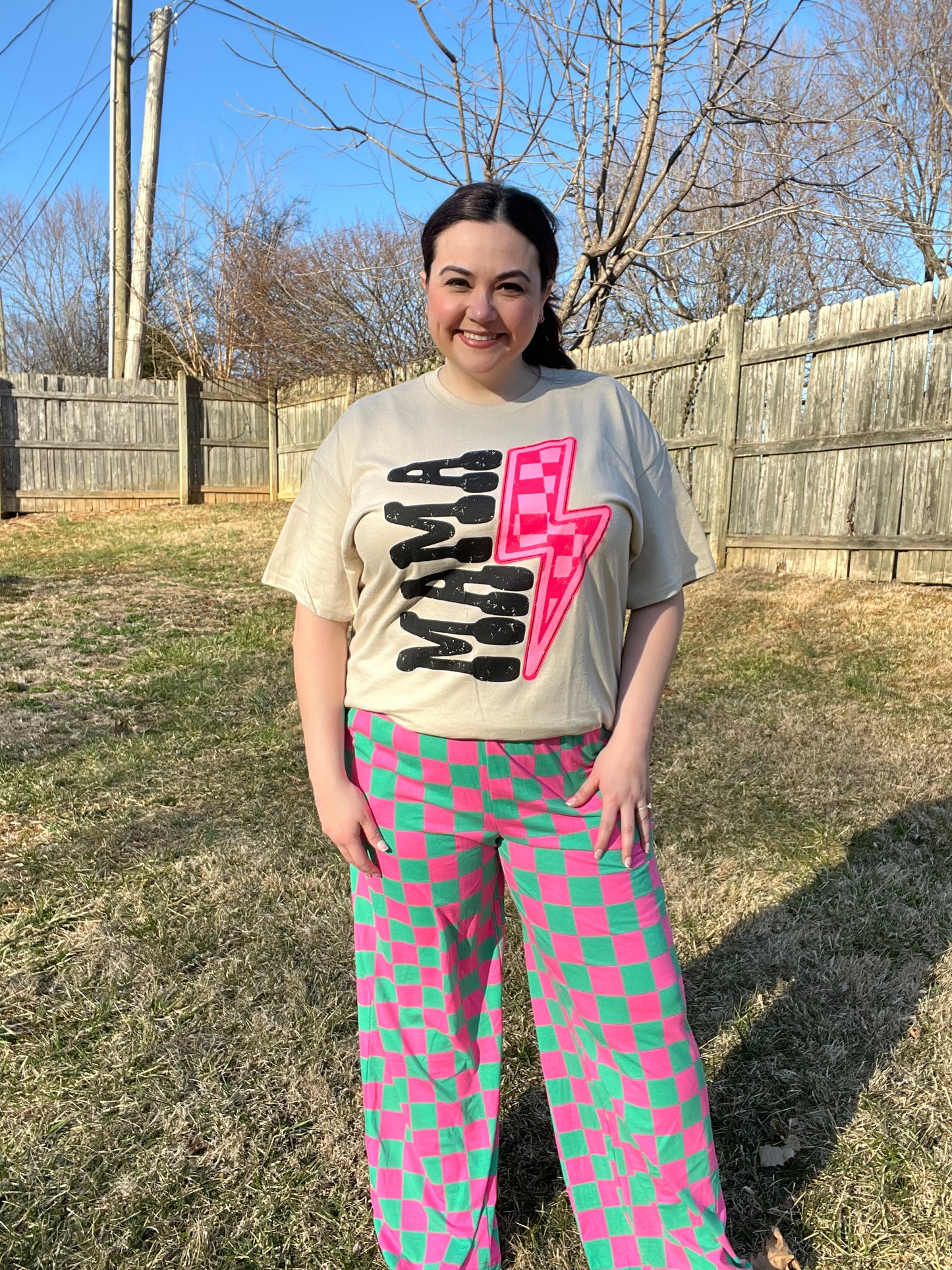 “Checkered Watermelon” Wide Leg Pants