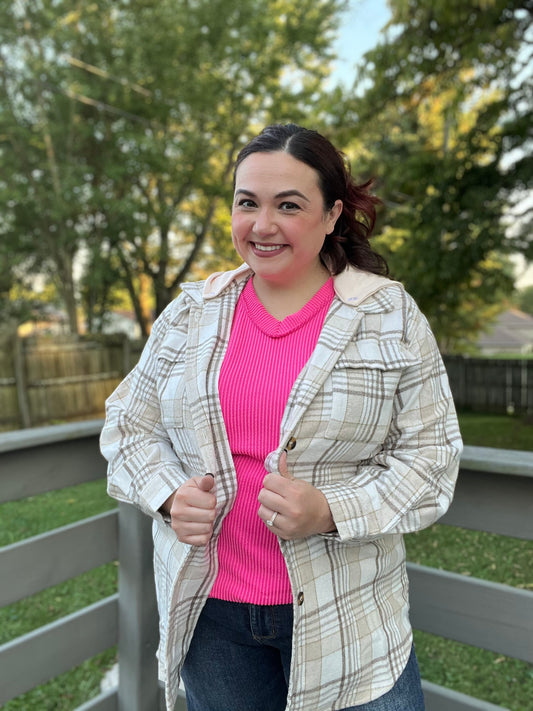 “Simple Autumn” Shacket Removable Hood