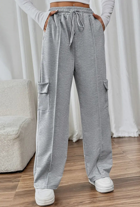 Elastic Waist Patch Pocket Pants