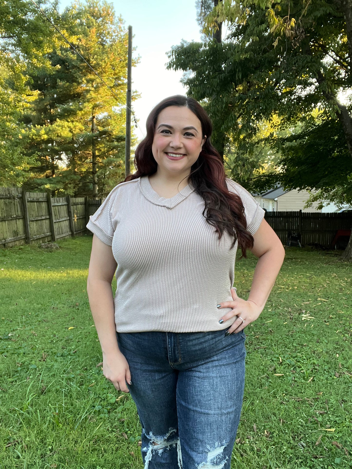 “Classic Oatmeal” Ribbed Tee