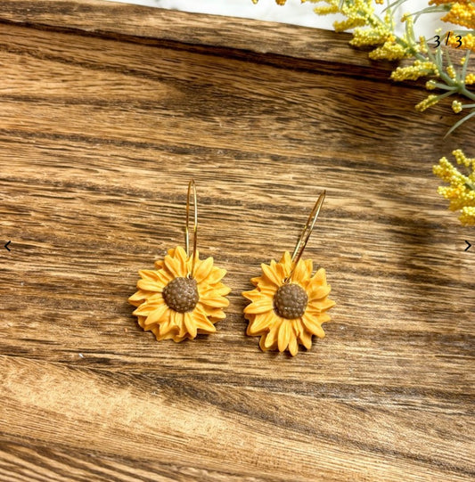 Sunflower Hoop Earrings
