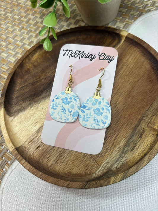 Blue Floral Pumpkin Earrings