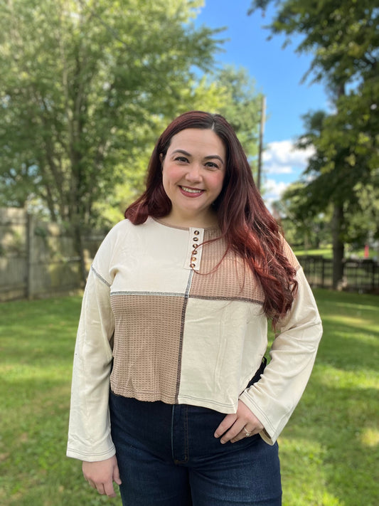 āWaffle Colorblockā Henly Top