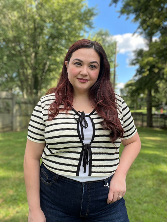 Stripped Cropped Knit Top