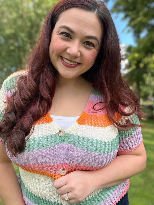 āFall Colorblockā Knit Short Sleeve Sweater