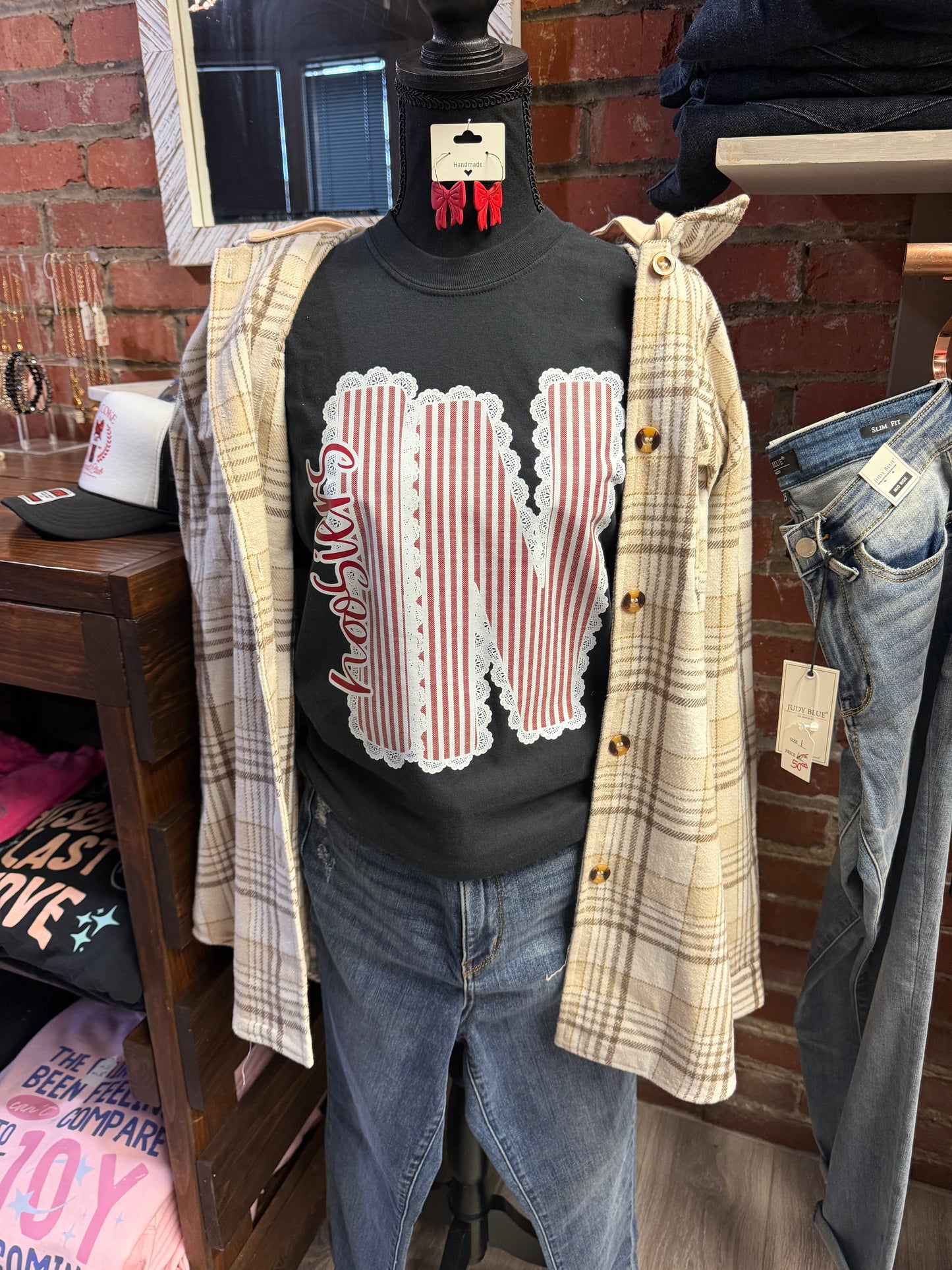 “IN Hoosiers” Lace and Strips Tee