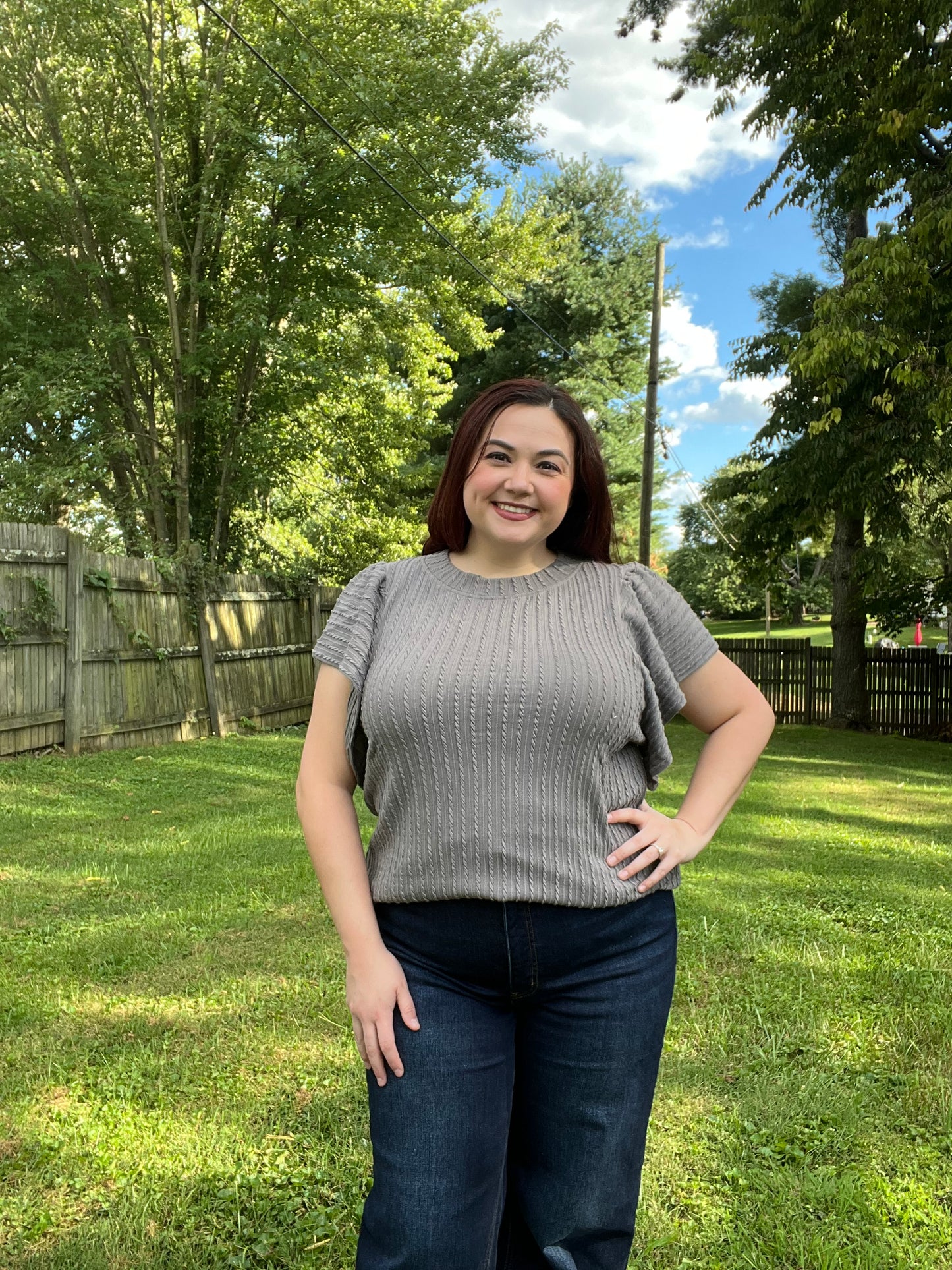“Flutters” Ribbed Blouse
