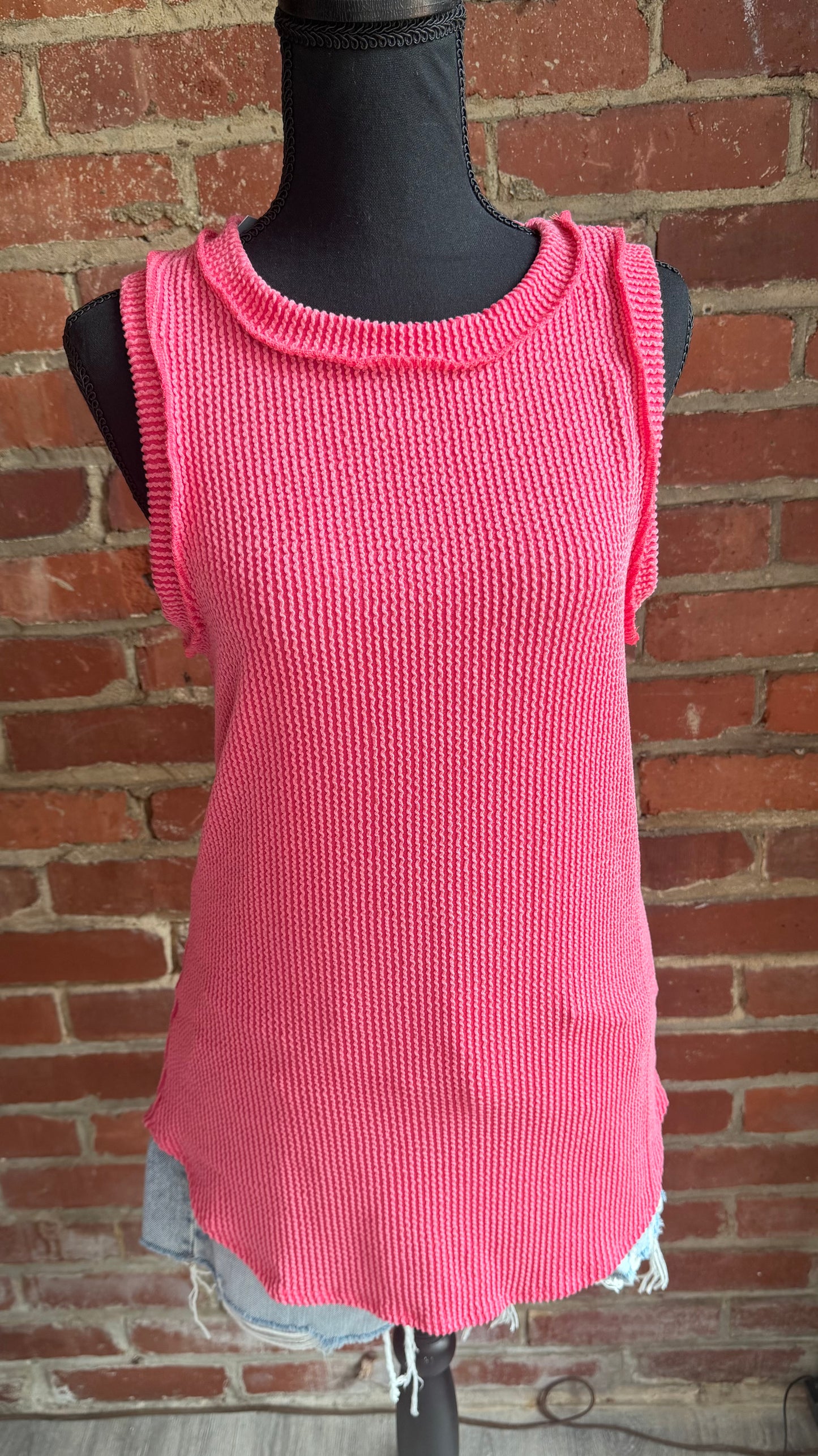 Coral Sleeveless Ribbed Top