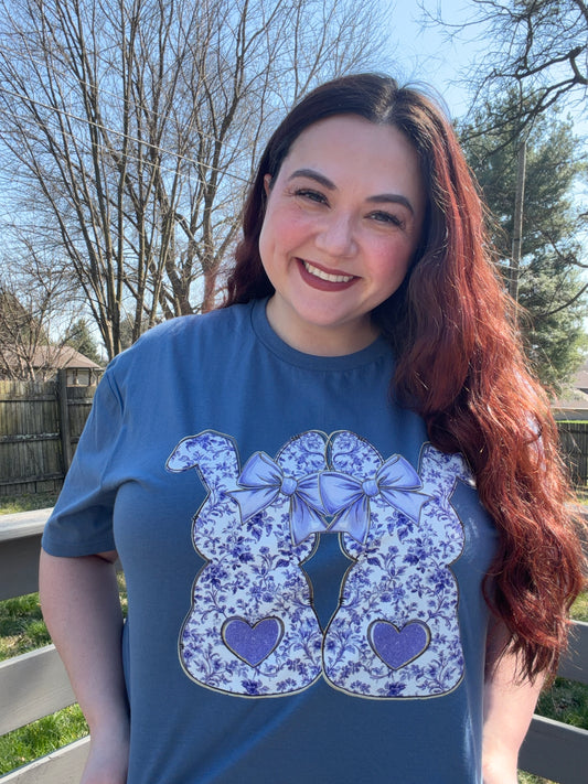 Double Floral Bunny Graphic Tee