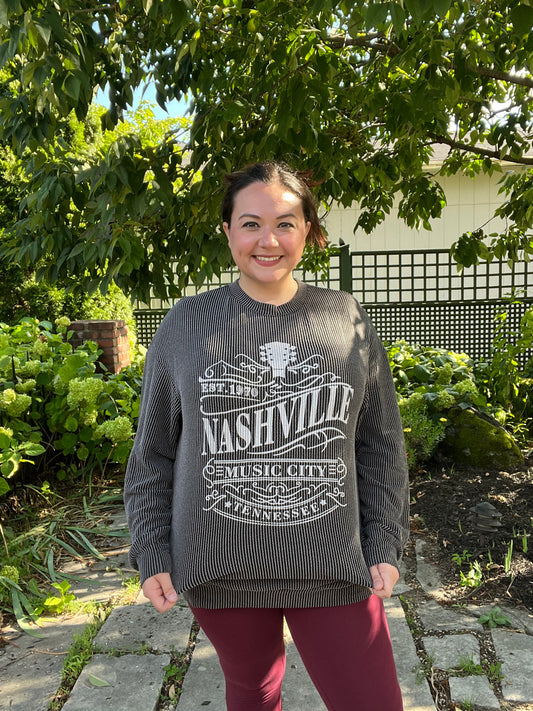 Black Nashville Corded Sweatshirt