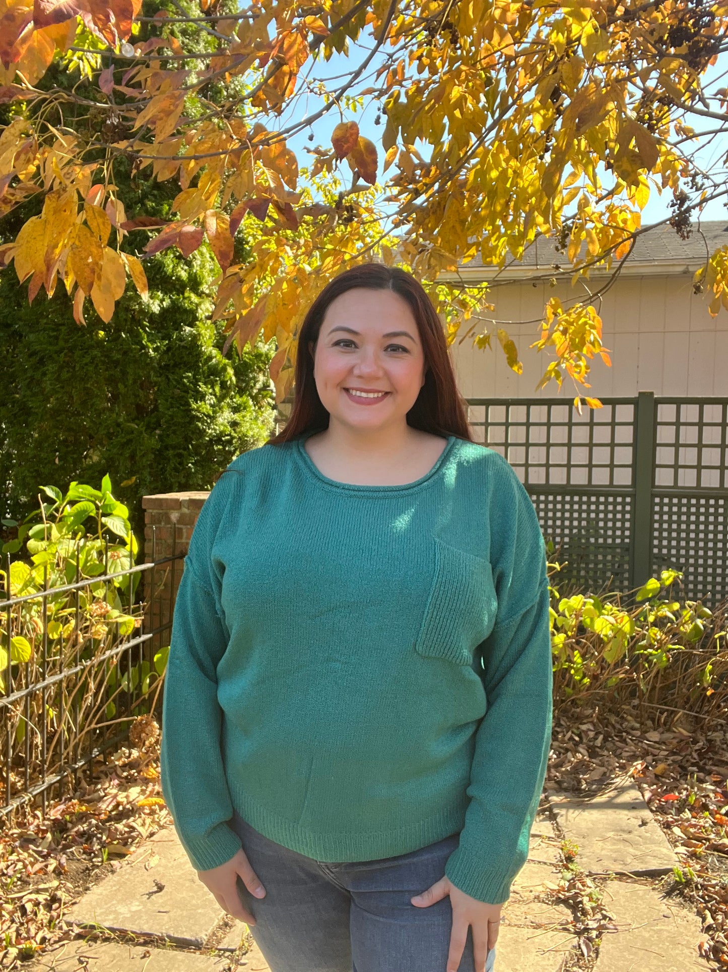 “Winter Peacock” Sweater with Pocket