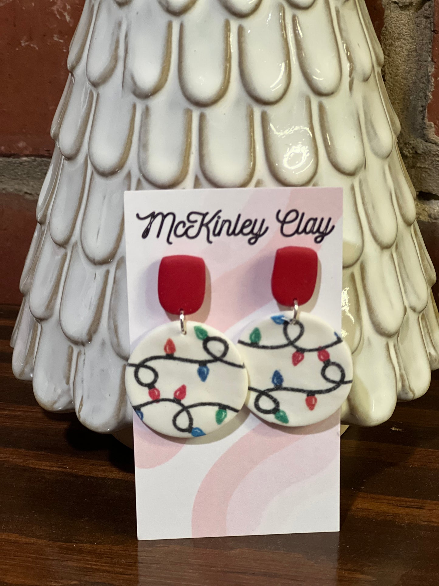 Printed Christmas Light Dangle Earrings