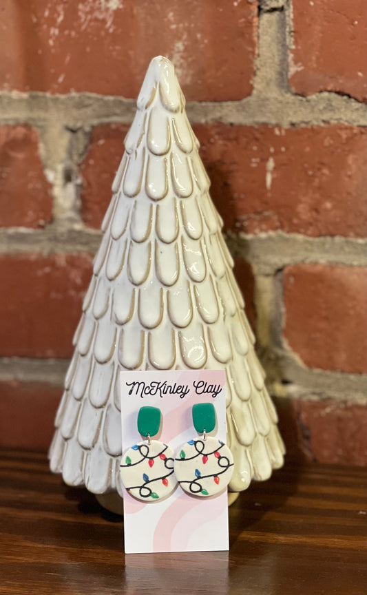 Printed Christmas Light Dangle Earrings