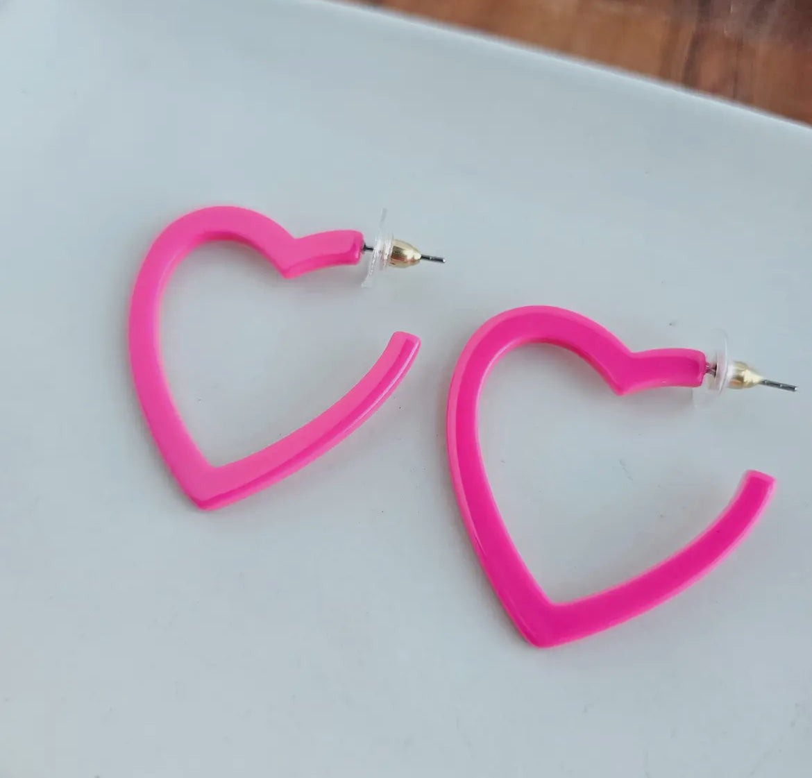 Heart Hoops- Hot Pink