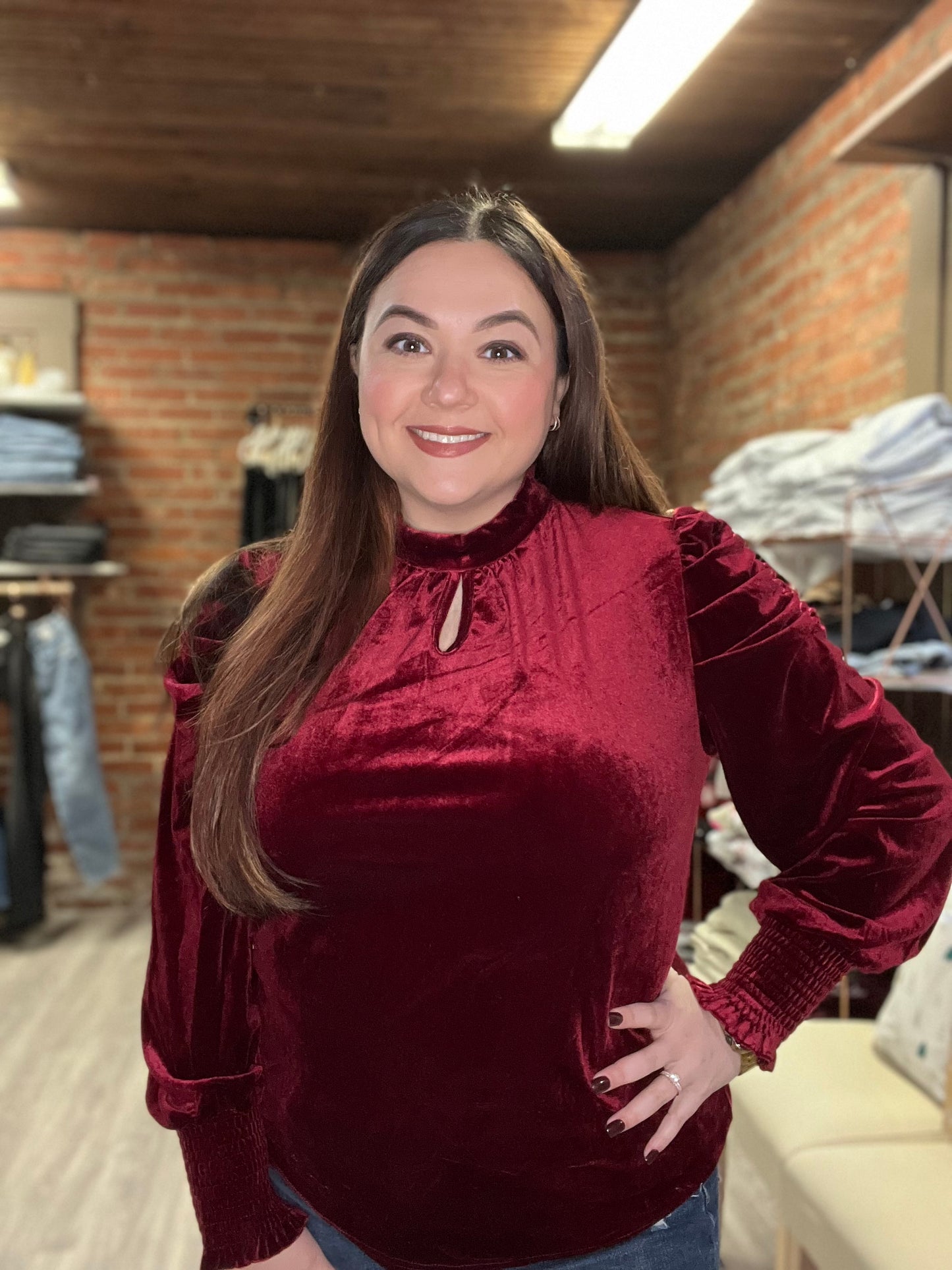 “Anastasia” Velvet Blouse
