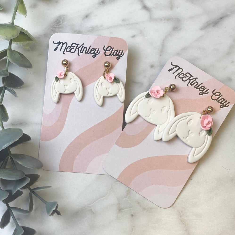 Floppy Ear Floral Bunny Earrings