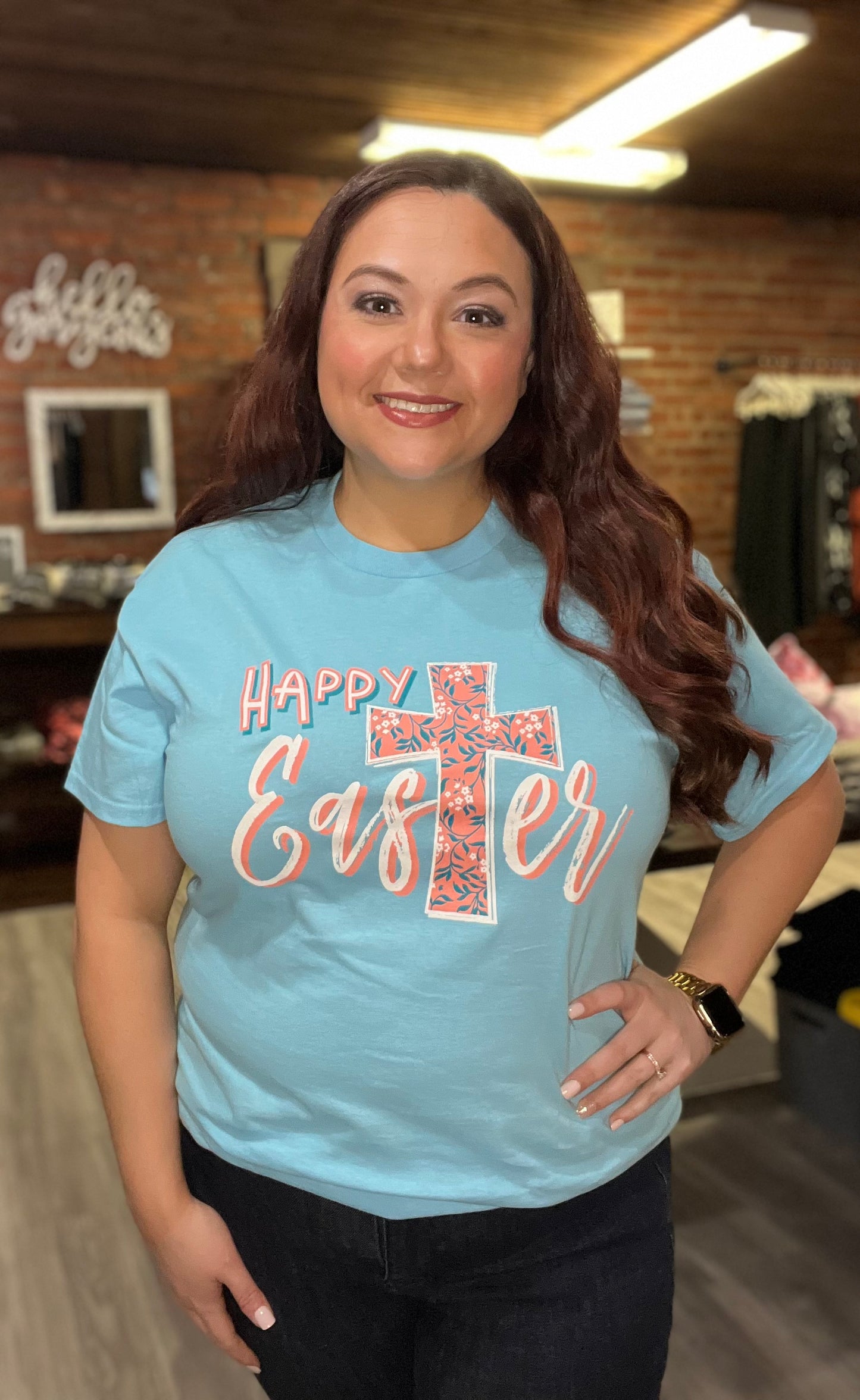 “Happy Easter” Cross Graphic Tee