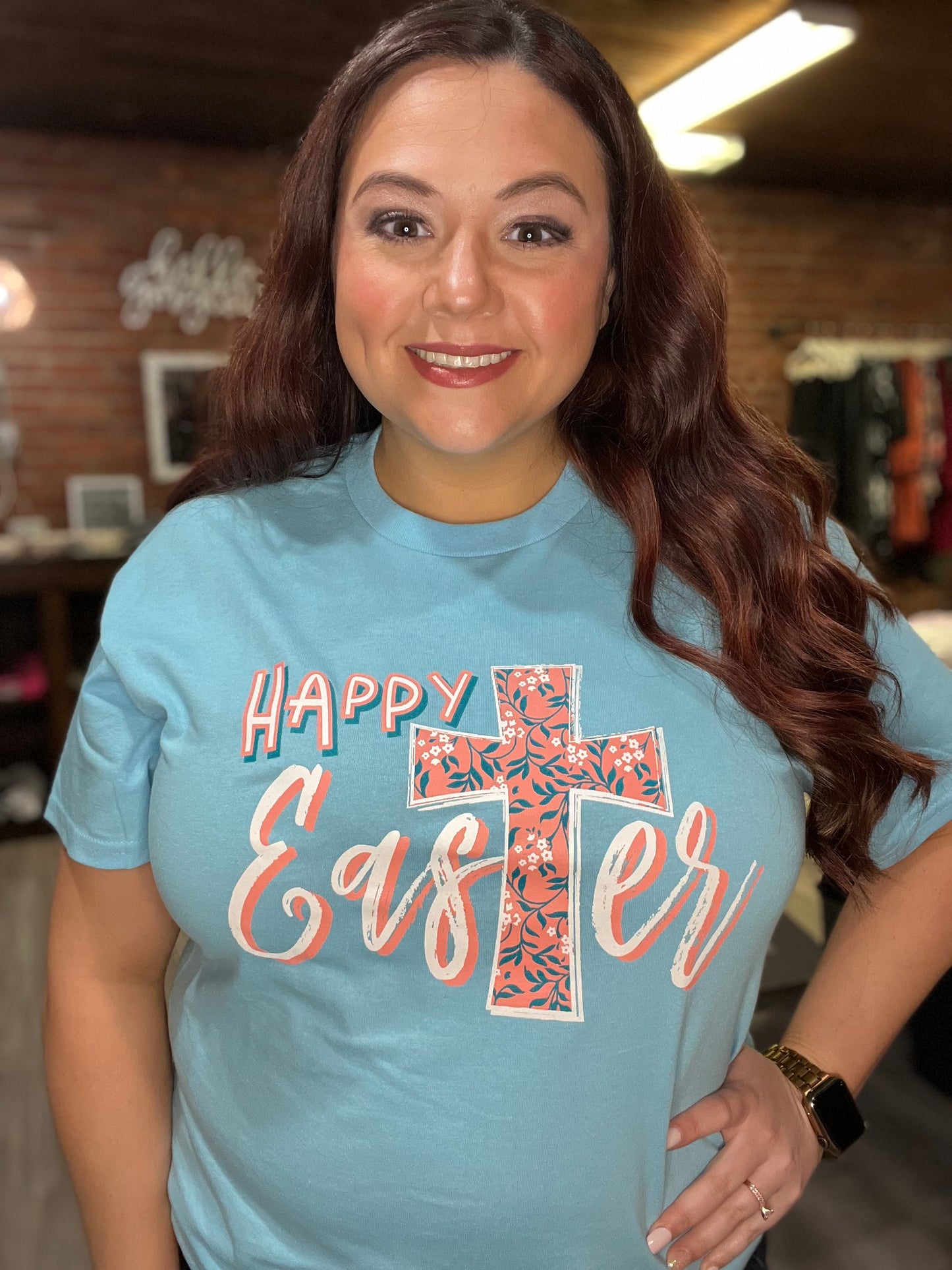 “Happy Easter” Cross Graphic Tee