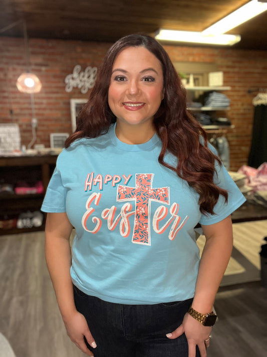“Happy Easter” Cross Graphic Tee
