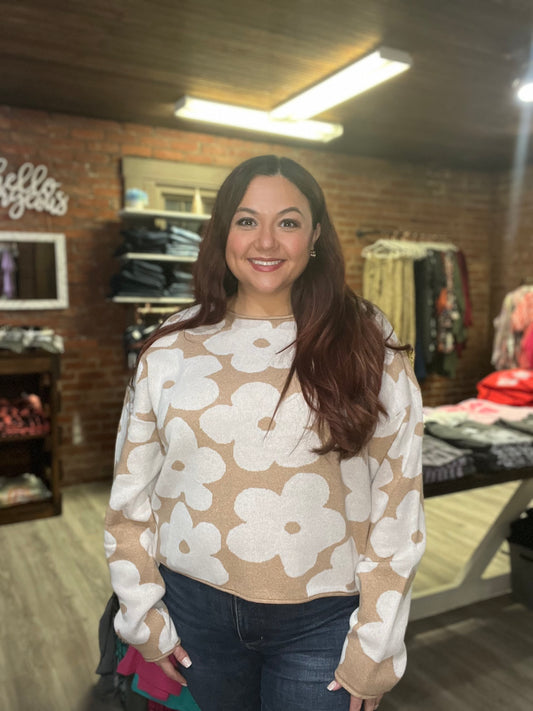 “It’s coming up Daisies” Copped Sweater