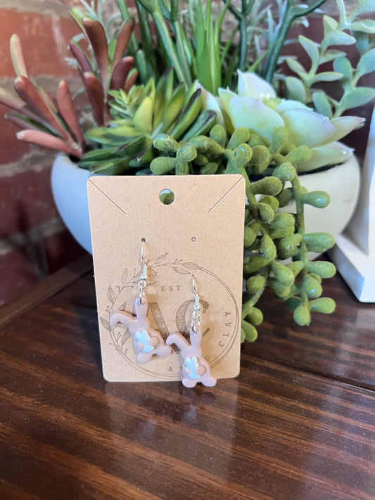 Brown Bunny with Baby Dangle Earrings