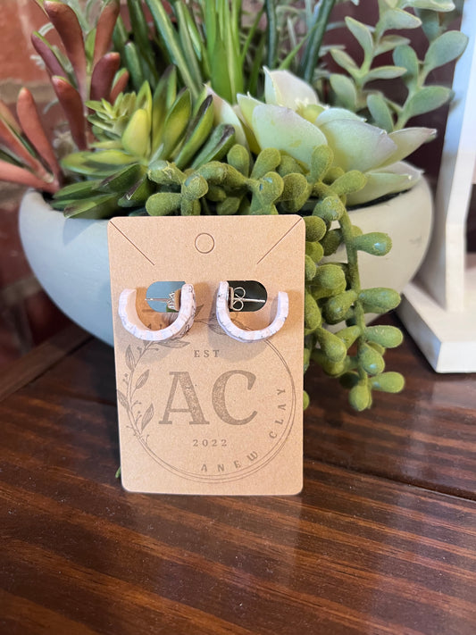 Pink Scalloped Clay Huggy Earring