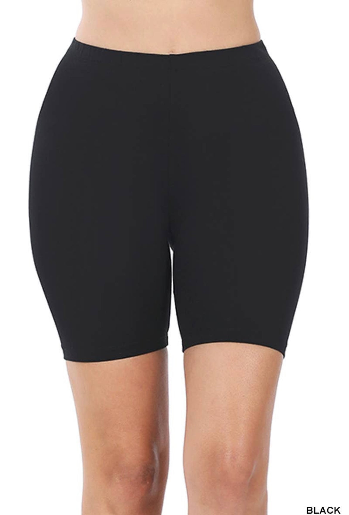 Black Cotton Biker Shorts