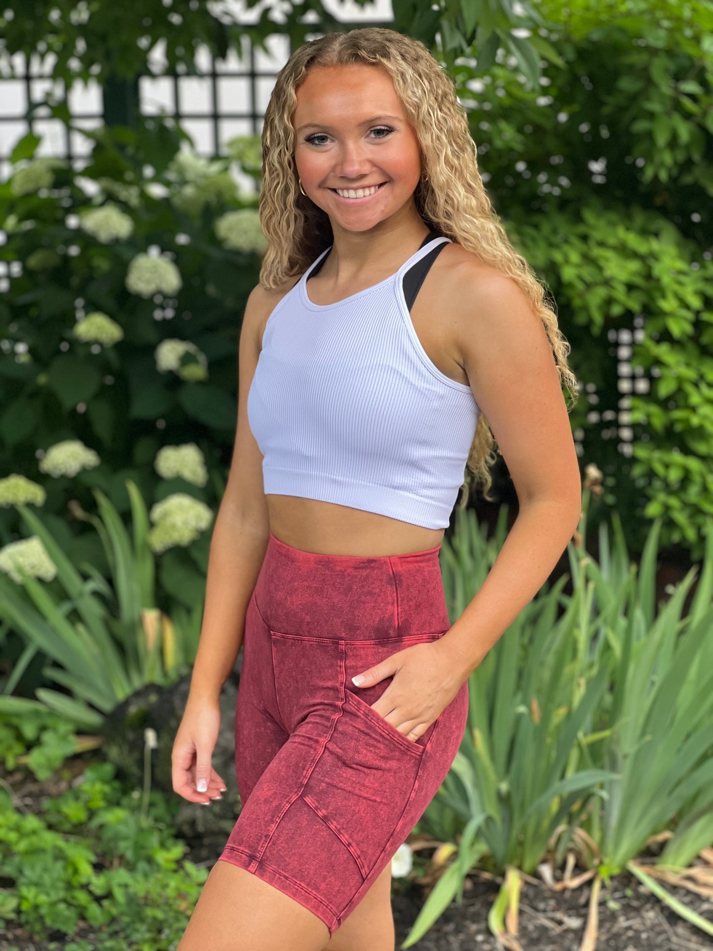 Mineral Washed Wide Waistband Shorts