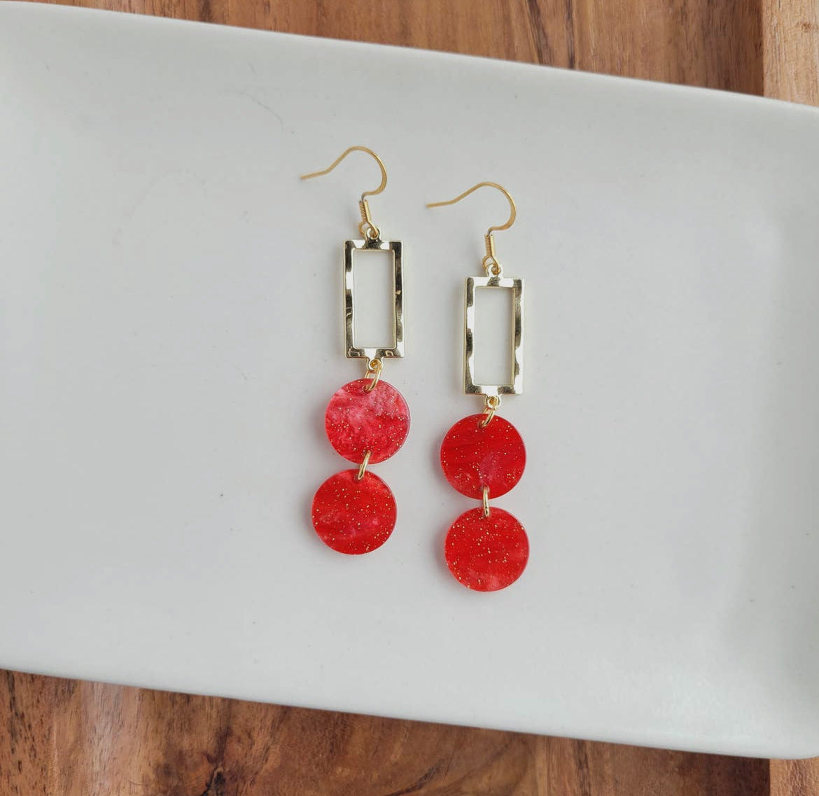 Holly Earrings - Red Shimmer