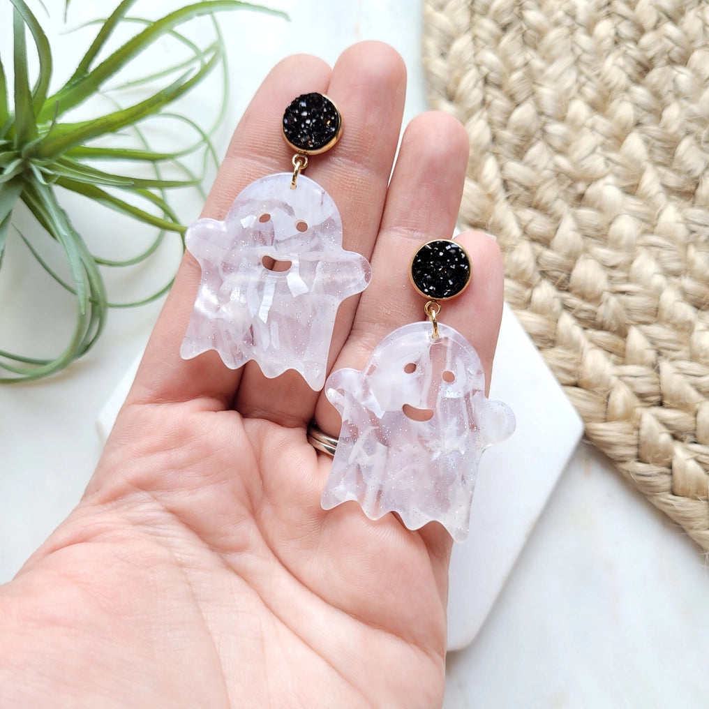 Friendly Ghost Druzy Post Earrings