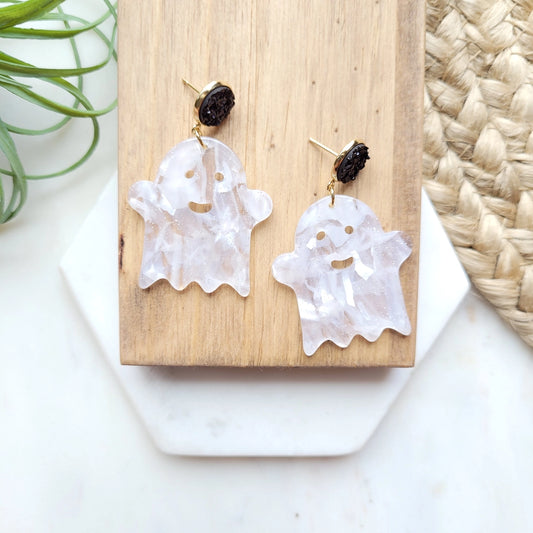 Friendly Ghost Druzy Post Earrings