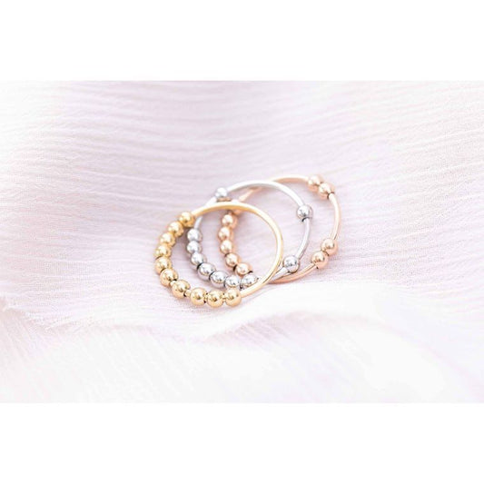 Stainless Steel Beaded Anxiety Ring