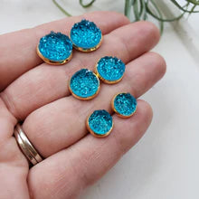 Aqua Blue Geode Studs