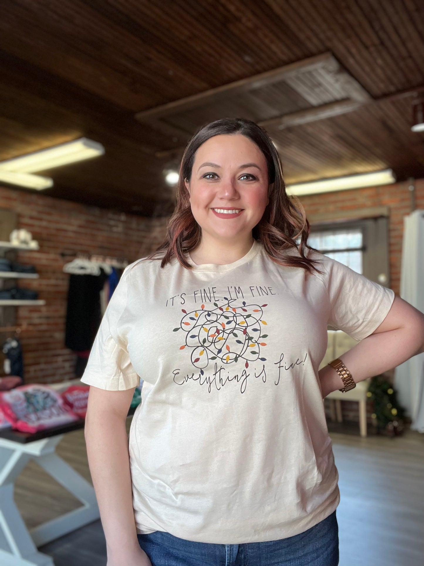 "I'm Fine" Christmas Light Tee